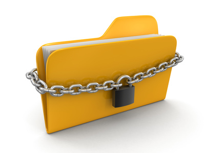 File folder with lock and chain